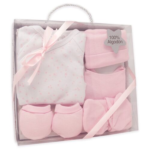 DUFFI BABY SET REGALO ESTAMPADO ALGODON ROSA