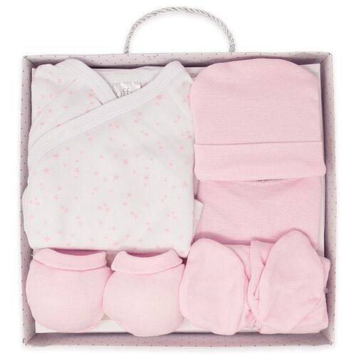 DUFFI BABY SET REGALO ESTAMPADO ALGODON ROSA