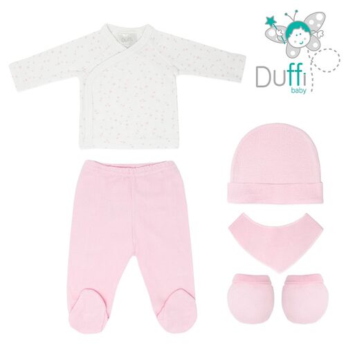 DUFFI BABY SET REGALO ESTAMPADO ALGODON ROSA