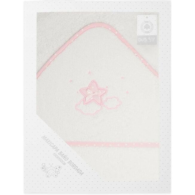DUFFI BABY MAXICAPA BAÑO ESTRELLA ROSA 100%ALGODON