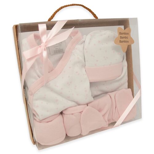 DUFFI BABY SET REGALO BAMBÚ 5 PZAS ROSA
