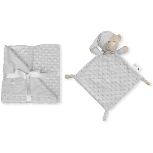 DUFFI BABY DOU DOU OSITO+MANTA LUXE PLATA 80X110