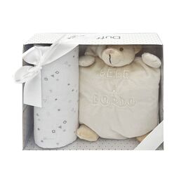 DUFFI BABY PELUCHE DOU DOU+RELLENO+MUSELINA FRANELA NATURAL