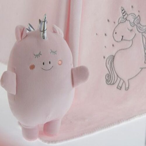 GAMBERRITOS COJIN+MANTA UNICORNIO ROSA