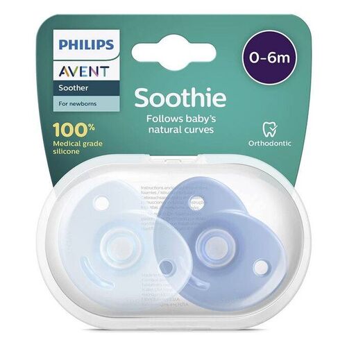 AVENT 2 CHUPETES CURVED SOOTHIES SIL 0-6 NIÑO
