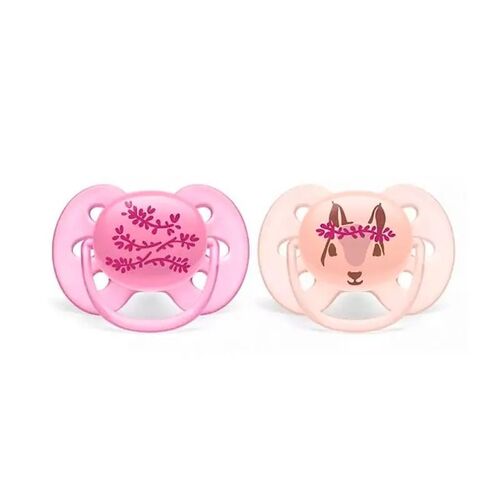 AVENT 2 CHUPETES ULTRA SOFT DECOR 6-18M NIÑA