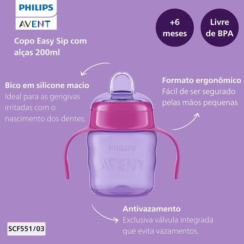 AVENT TAZA 200ML 6M+ ROSA