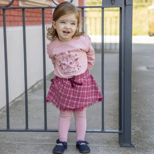 BABYBOL 2P SUETER ML CONEJITA+FALDA ROSA PALO 6