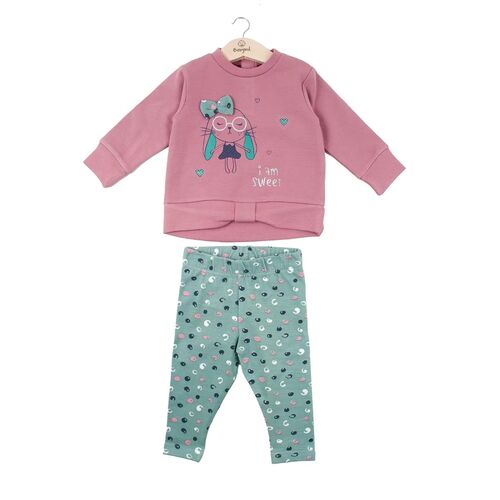 BABYBOL 2P SUETER ML CONEJITO+PANTALON MALVA 3