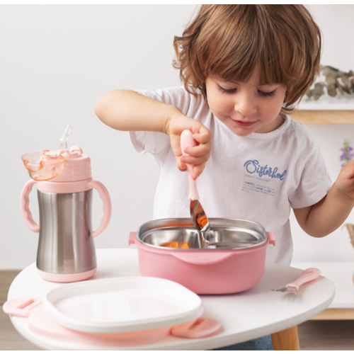 KIOKIDS CAJA ALMUERZO 450ML ACERO INOX ROSA