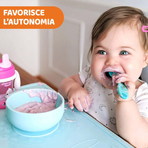 CHICCO SET COMIDA SILICONA ROSA 6M+