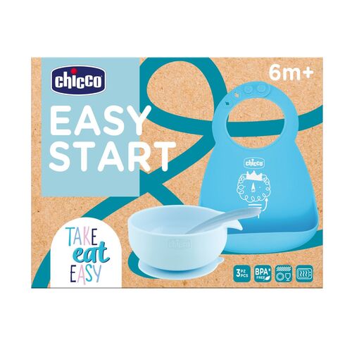 CHICCO SET COMIDA SILICONA AZUL 6M+