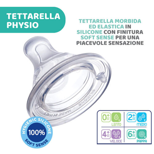 CHICCO TETINA PHYSIO 6M+FLUJO PAPILLA SIL 2 UD