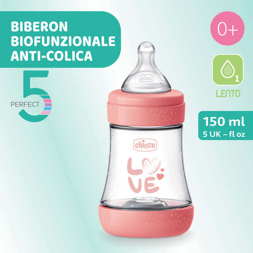 CHICCO BIBERON PERFECT5 0M+ 150ML SIL ROSA