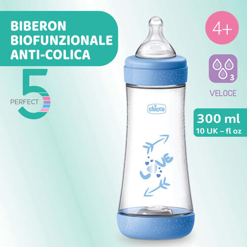 CHICCO BIBERON PERFECT5 4M+ 300ML AZUL