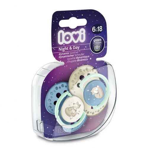 LOVI 2 CHUPETES NIGHT&DAY 6-18M AZUL