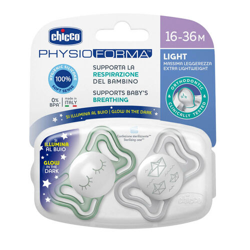 CHICCO CHUPETE PHYSIO LIGHT GLOW 16-36M 2UD