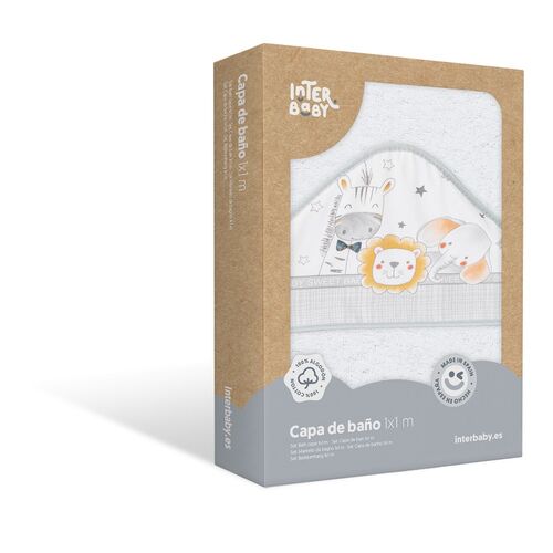 INTERBABY CAPA BAÑO 1X1 BCO/GRIS ANIMALITOS