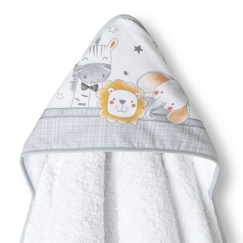 INTERBABY CAPA BAÑO 1X1 BCO/GRIS ANIMALITOS