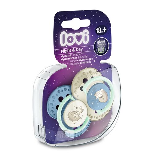 LOVI 2 CHUPETES NIGHT&DAY +18M AZUL