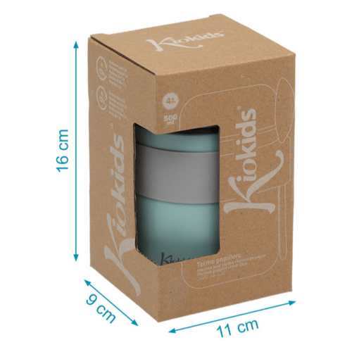 KIOKIDS TERMO +CUCHARA 500ML SALVIA
