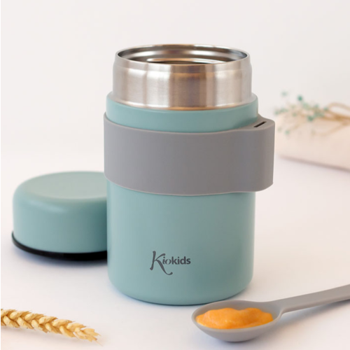 KIOKIDS TERMO +CUCHARA 500ML SALVIA
