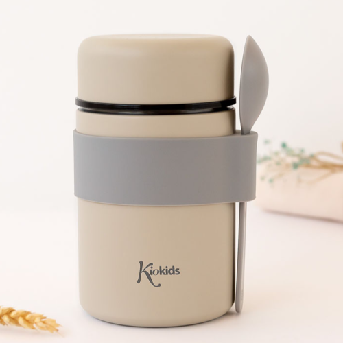 KIOKIDS TERMO+CUCHARA BEIGE 500ML