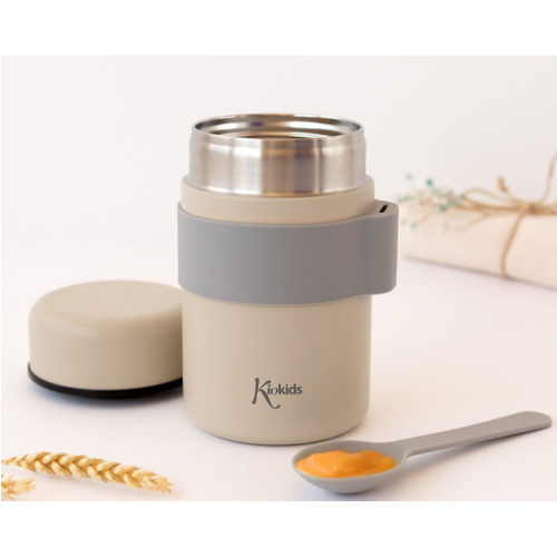 KIOKIDS TERMO+CUCHARA BEIGE 500ML