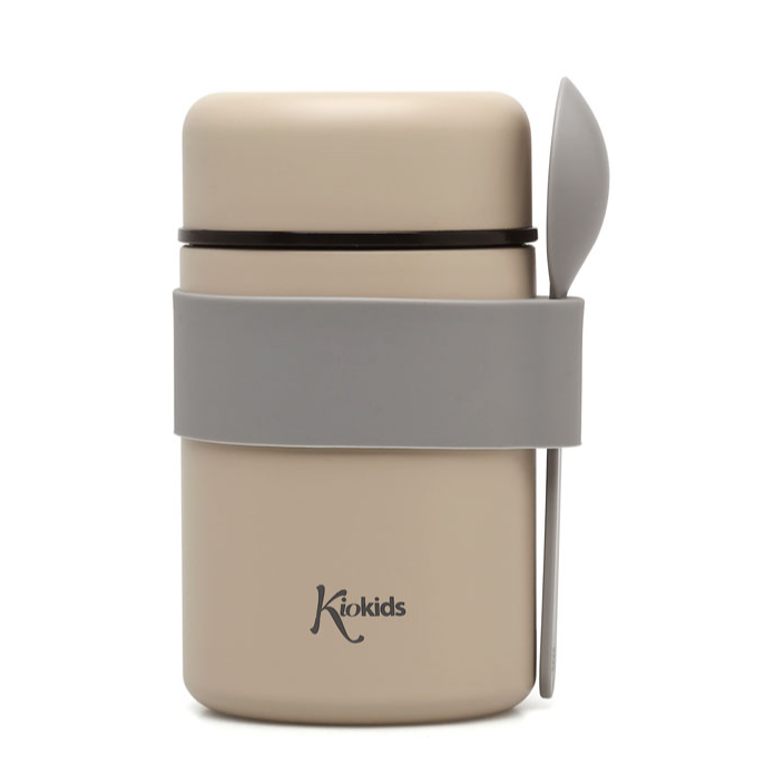 KIOKIDS TERMO+CUCHARA BEIGE 500ML