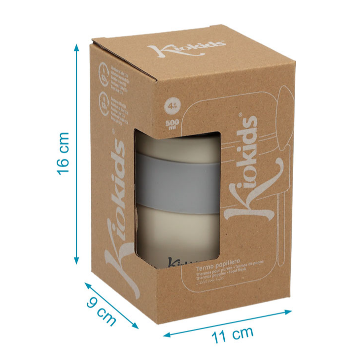 KIOKIDS TERMO+CUCHARA BEIGE 500ML