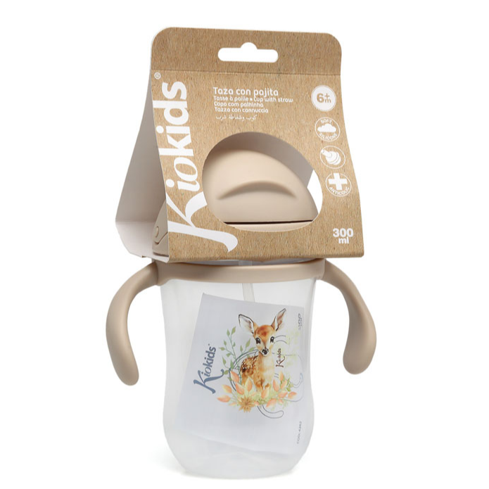 KIOKIDS TAZA APRENDIZAJE BEIGE 300ML