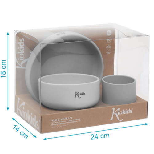 KIOKIDS SET VAJILLA GRIS 3U