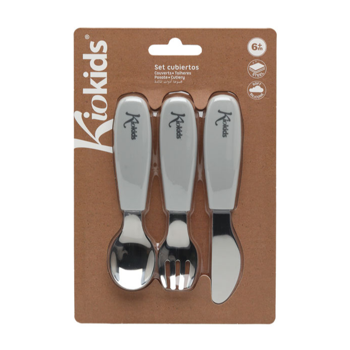 KIOKIDS CUBIERTOS ACERO GRIS