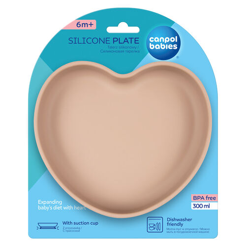 CANPOL BABIES PLATO SILICONA VENTOSA CORAZON BEIGE