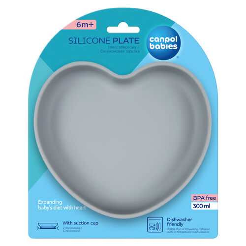 CANPOL BABIES PLATO SILICONA VENTOSA CORAZON AZUL