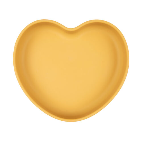 CANPOL BABIES PLATO SILICONA VENTOSA CORAZON MOSTAZA