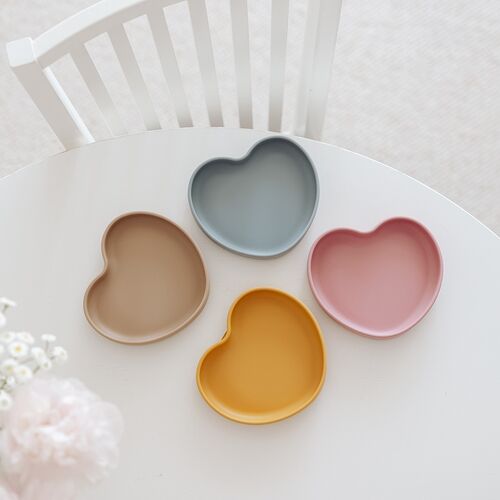 CANPOL BABIES PLATO SILICONA VENTOSA CORAZON MOSTAZA