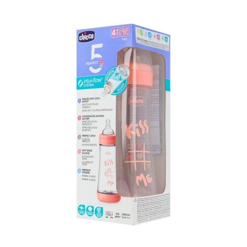 CHICCO BIBERON PERFECT5 4M +300ML SIL ROSA