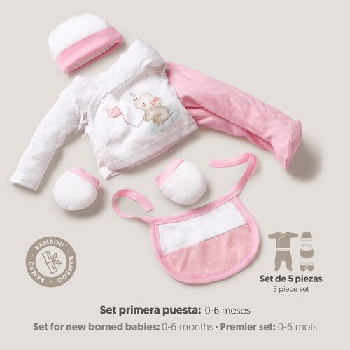 INTERBABY SET REGALO 5 PCS ELEFANTITO ROSA