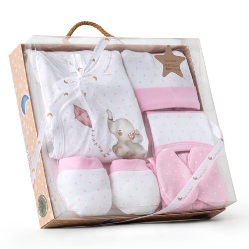 INTERBABY SET REGALO 5 PCS ELEFANTITO ROSA