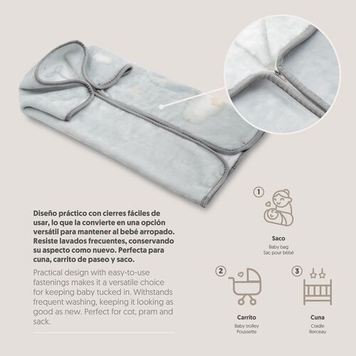 INTERBABY MANTA SACO RACHEL OSITO NUBE GRIS