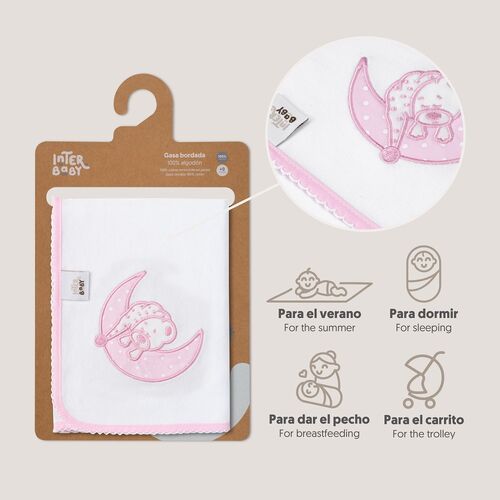 INTERBABY GASA BORDADA ROSA