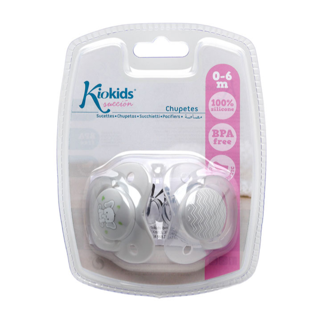 KIOKIDS CHUPETE GRIS 2U +6M