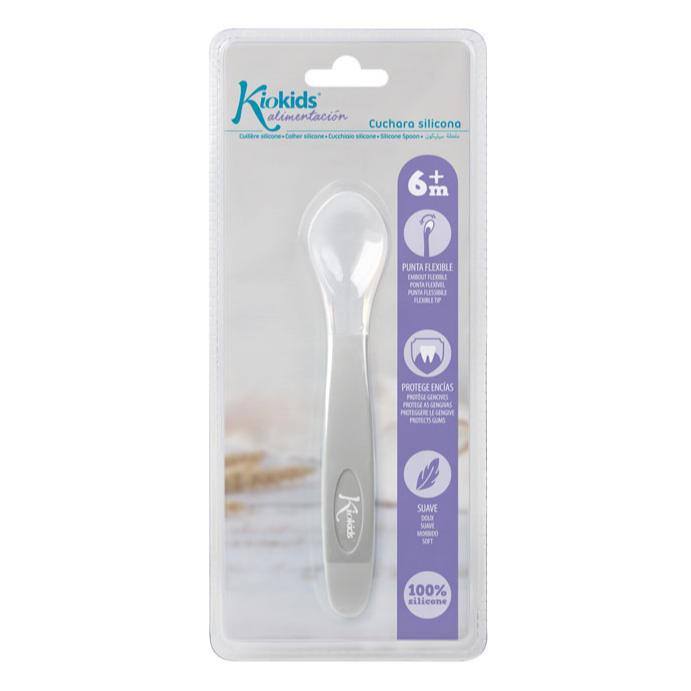 KIOKIDS CUCHARA SILICONA GRIS