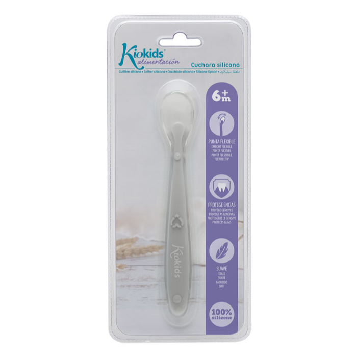KIOKIDS CUCHARA SILICONA GRIS