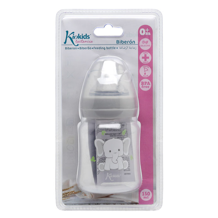 KIOKIDS BIBERÓN 150ML GRIS + 0
