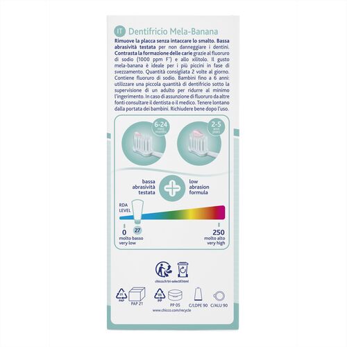 CHICCO PASTA DENTAL MANZANA-PLATANO 6-24M