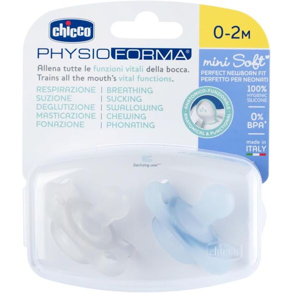 CHICCO CHUPETE PHYSIOFORMA MINI SOFT AZUL 0-2