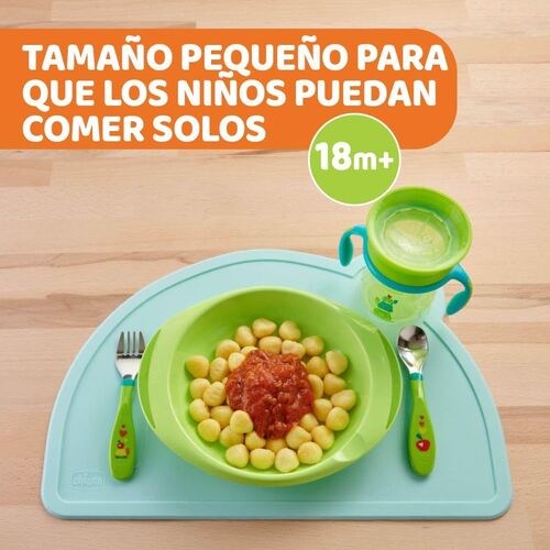 CHICCO CUBIERTOS INOXIDABLES VERDE +18M