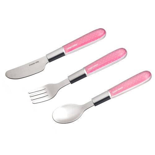 CANPOL BABIES SET CUBIERTOS METAL PINK